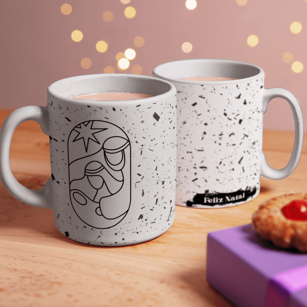 Minimalist Christmas Mug Wrap PNG | Feliz Natal Coffee Mug Sublimation Design | Modern Nativity Mug Design | Christmas Mug Wrap for Sublimation