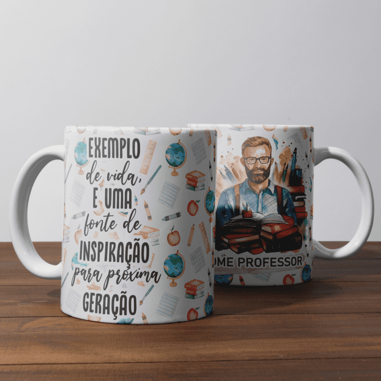 Male Teacher Sublimation Designs PNG Bundle | Portuguese Male Teacher Mug Wrap and T-Shirt PNG