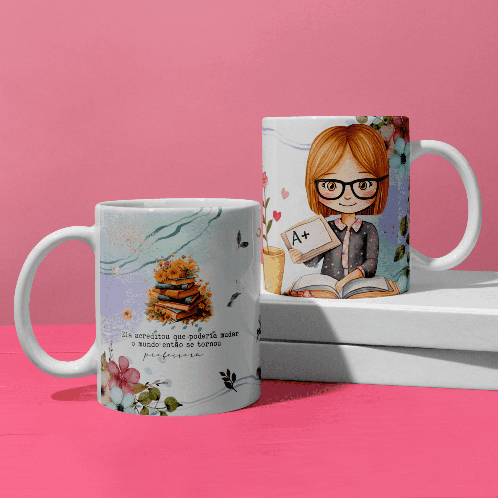 Female Teacher Sublimation PNG Bundle | Portuguese Female Teacher Mug Wrap and T-Shirt PNG
