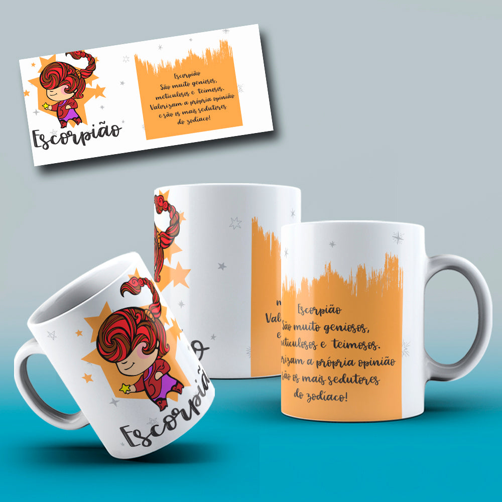 Cute Zodiac Mug Sublimation PNG Bundle | Astrology Signs Coffee Cup Wrap