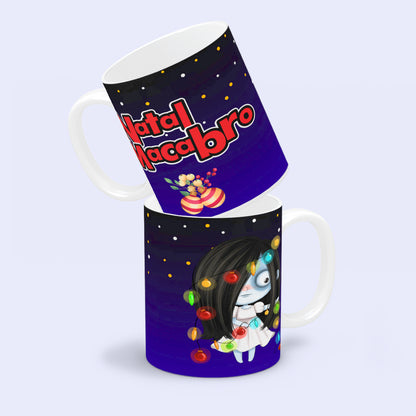 Cute Horror Christmas Mug Sublimation PNG Bundle | Chibi Horror Villains Natal Macabro Coffee Cup Design