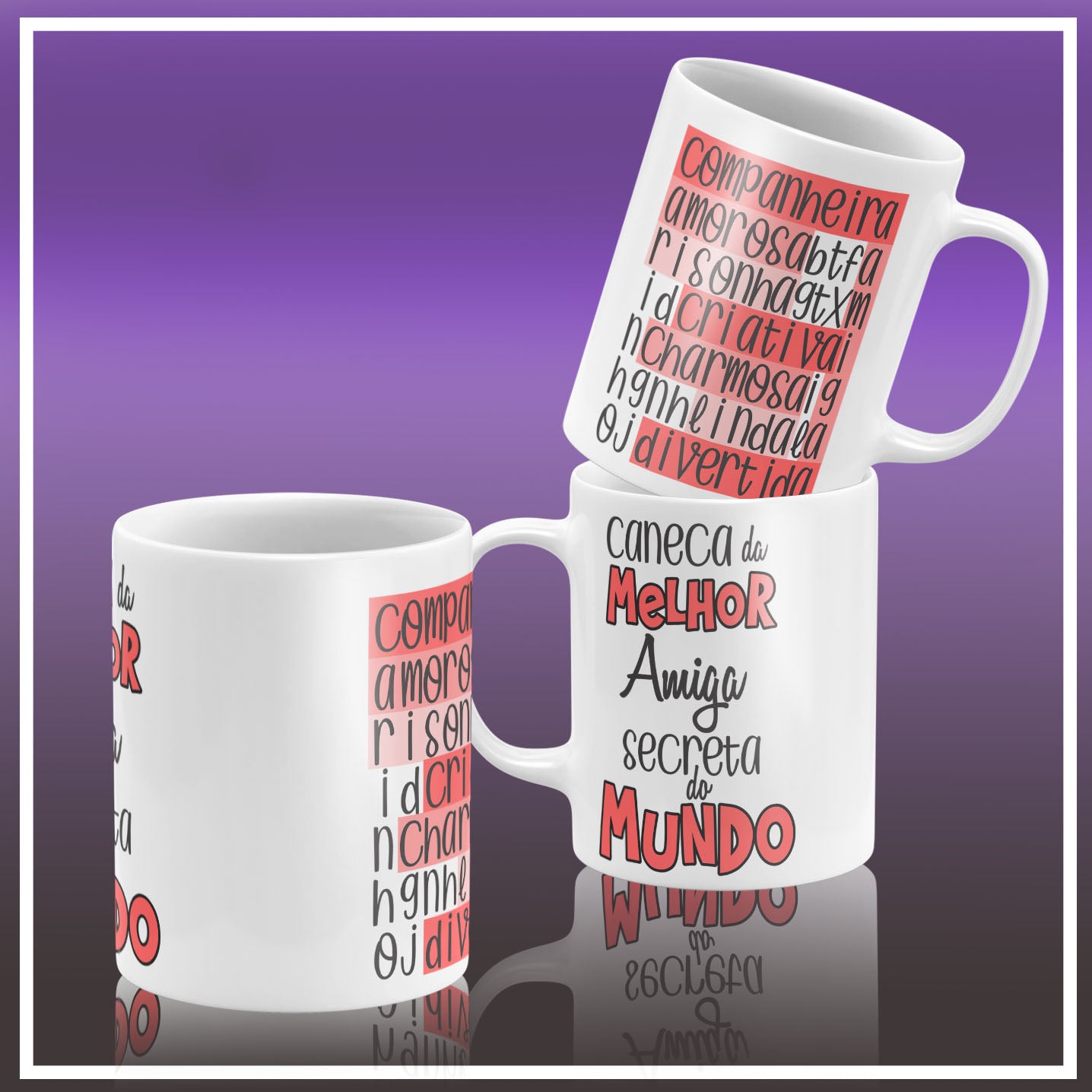 Secret Santa Portuguese Mug Sublimation PNG Bundle | Cute Amigo Secreto Coffee Cup Design Template