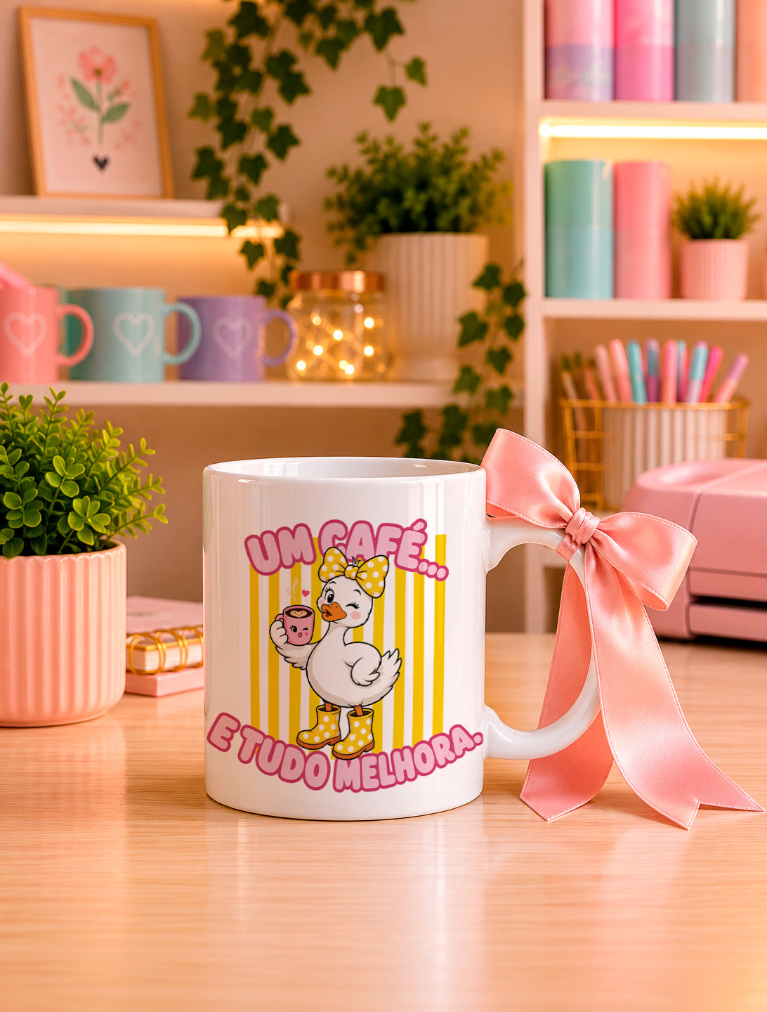 Cute Motivational Duck Mug Sublimation PNG Bundle | Inspirational Portuguese Quotes Coffee Cup Wrap