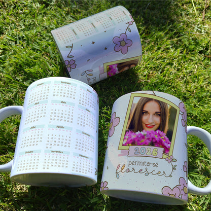 Custom 2026 Calendar Photo Mug Sublimation PNG Bundle | Personalized Picture Frame Coffee Cup Wrap