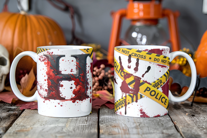 Bloody Alphabet Mug Wrap PNG Bundle | Halloween Crime Scene Monogram Mug Sublimation Designs A-Z