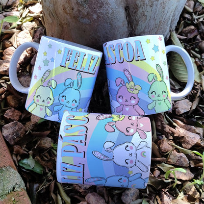 Cute Caring Easter Bunnies Mug Sublimation Bundle | Adorable Bunny Designs