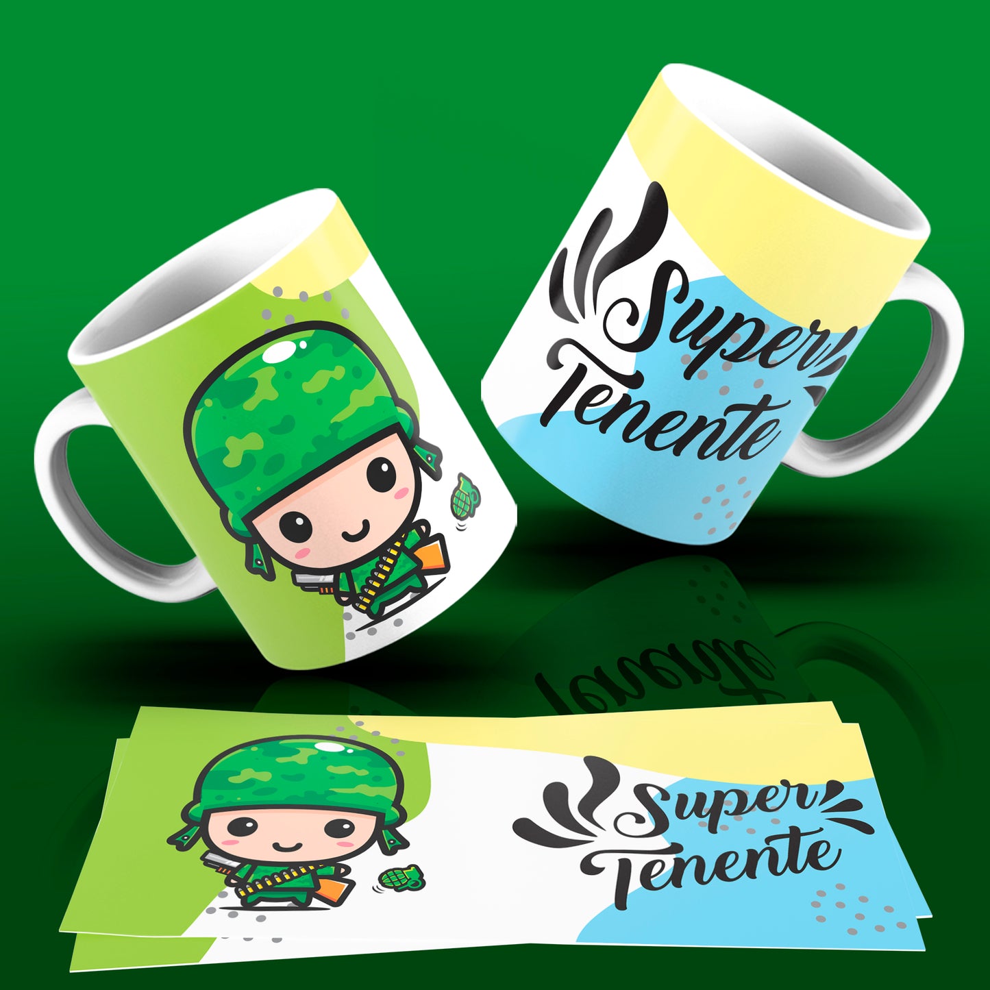 Cute Super Professions Mug Sublimation PNG Bundle | Chibi Superhero Career Coffee Cup Wrap