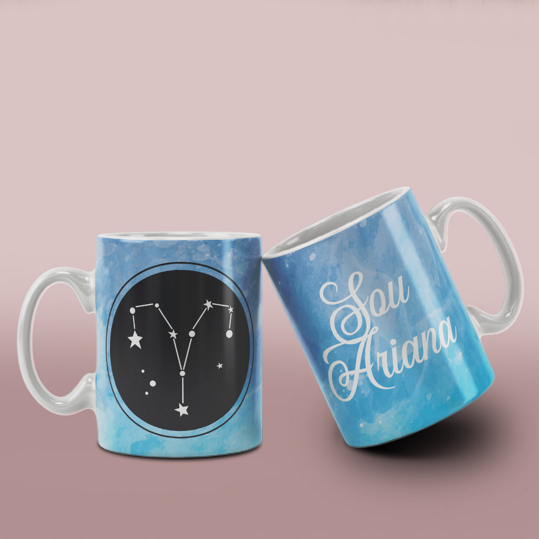 Zodiac Constellation Mug Sublimation PNG Bundle | Watercolor Astronomy Coffee Cup Wrap