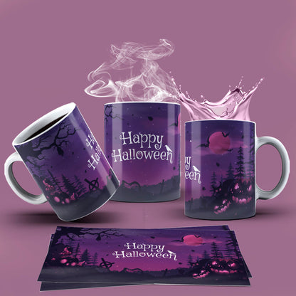 Cute Halloween Mug Sublimation PNG Bundle | Spooky Ghost & Witch Mug Wrap 11oz 15oz Template