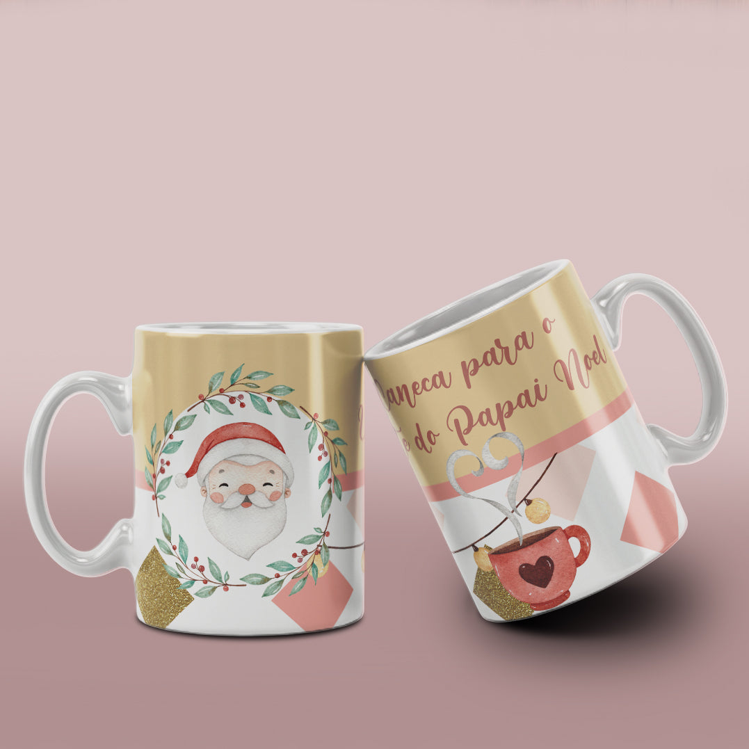 Watercolor Christmas Mug Sublimation PNG Bundle | Cute Pink Santa Mrs Claus Snowman Mug Wrap