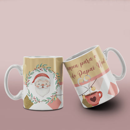 Watercolor Christmas Mug Sublimation PNG Bundle | Cute Pink Santa Mrs Claus Snowman Mug Wrap