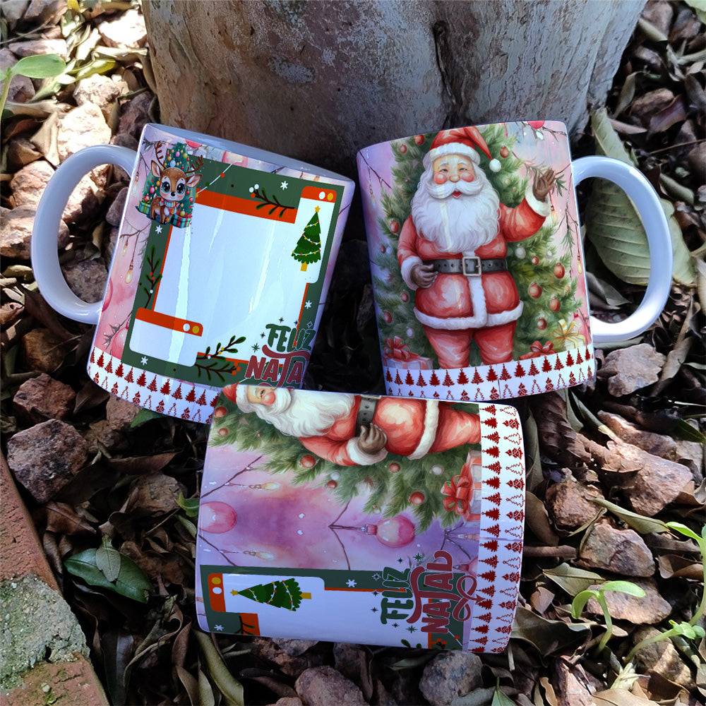 Christmas Photo Mug Sublimation Designs PNG | Personalized Holiday Coffee Cup Wrap Bundle