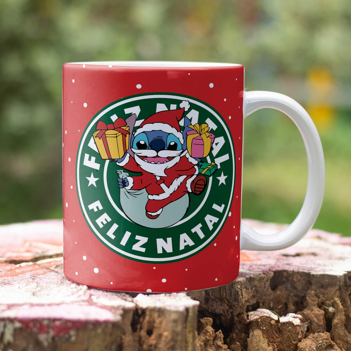 Christmas Coffee Logo Mug Sublimation Design | Cute Blue Alien Holiday Mug Wrap PNG