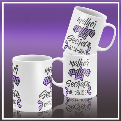 Secret Santa Portuguese Mug Sublimation PNG Bundle | Cute Amigo Secreto Coffee Cup Design Template