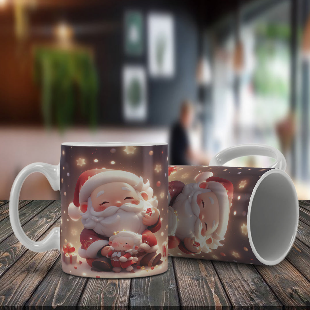 Cute Santa Claus Hugs Mug Wrap Bundle PNG | Adorable Christmas Sublimation Design