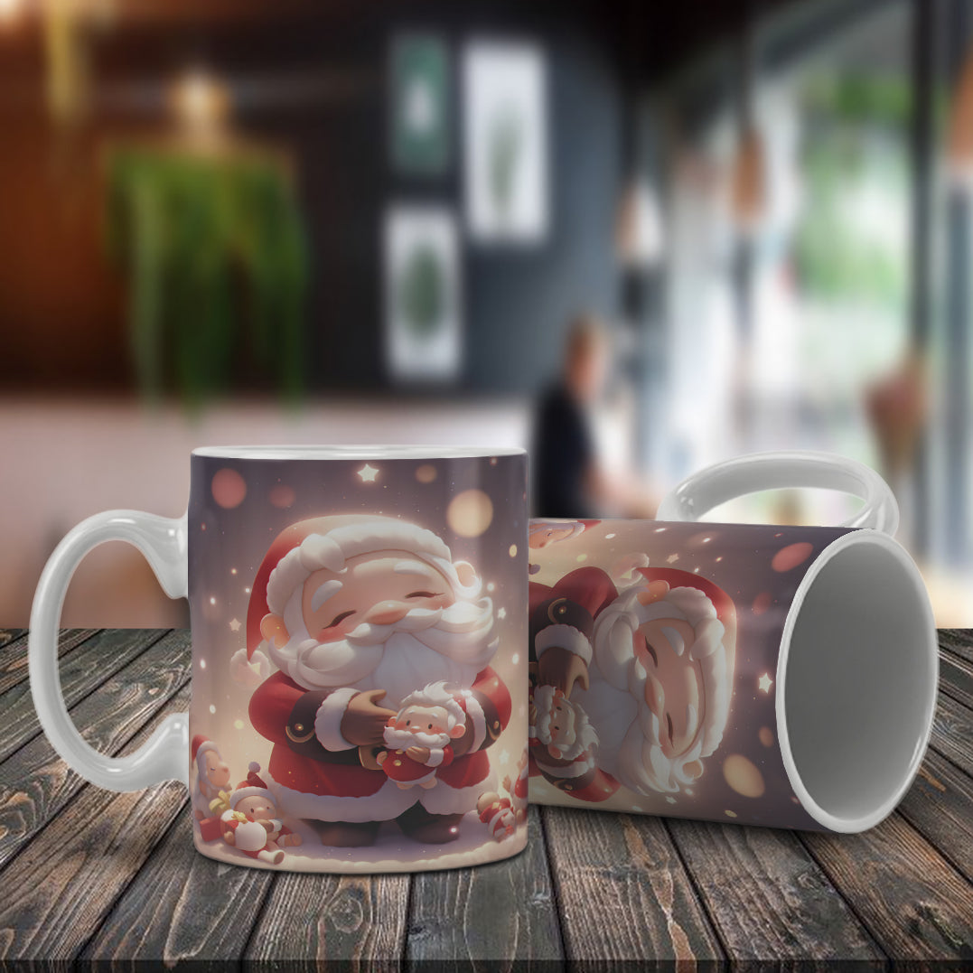 Cute Santa Claus Hugs Mug Wrap Bundle PNG | Adorable Christmas Sublimation Design