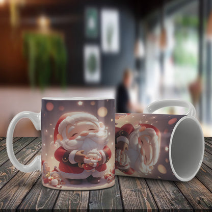 Cute Santa Claus Hugs Mug Wrap Bundle PNG | Adorable Christmas Sublimation Design