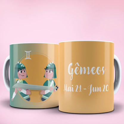 Funny Cartoon Zodiac Mug Sublimation PNG Bundle | Cute Cute Warrior Astrology Coffee Cup Wrap