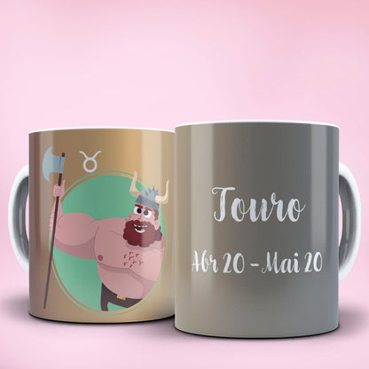 Funny Cartoon Zodiac Mug Sublimation PNG Bundle | Cute Cute Warrior Astrology Coffee Cup Wrap