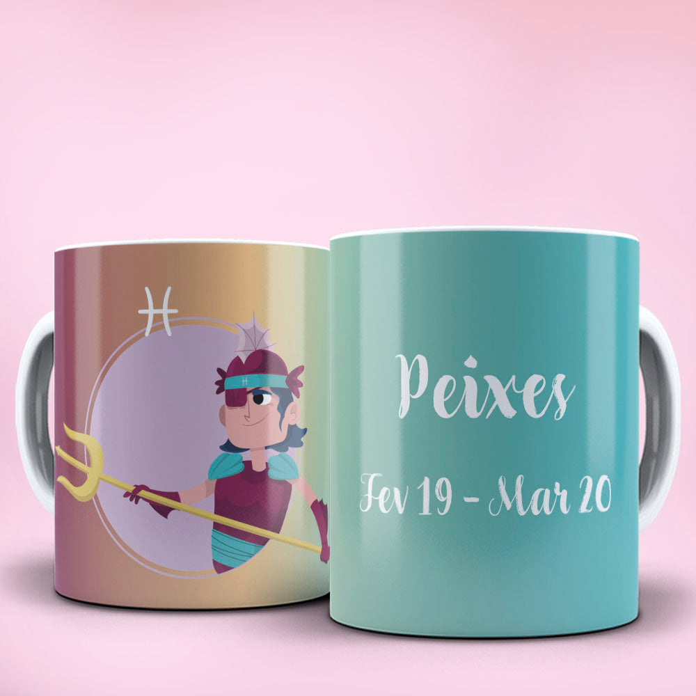 Funny Cartoon Zodiac Mug Sublimation PNG Bundle | Cute Cute Warrior Astrology Coffee Cup Wrap