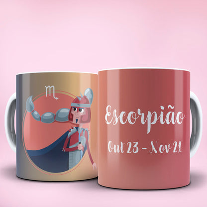 Funny Cartoon Zodiac Mug Sublimation PNG Bundle | Cute Cute Warrior Astrology Coffee Cup Wrap