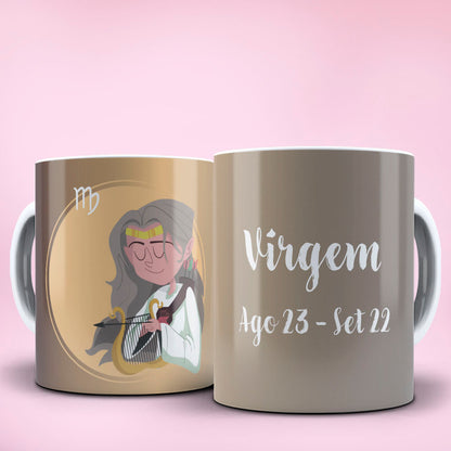 Funny Cartoon Zodiac Mug Sublimation PNG Bundle | Cute Cute Warrior Astrology Coffee Cup Wrap