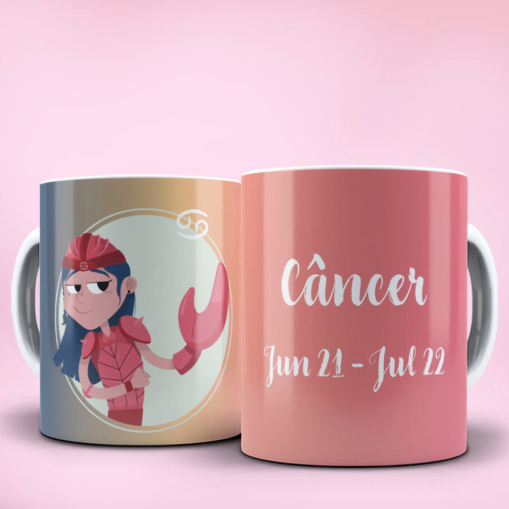 Funny Cartoon Zodiac Mug Sublimation PNG Bundle | Cute Cute Warrior Astrology Coffee Cup Wrap