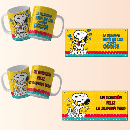 Snoopy-Inspired Spanish Mug Wrap PNGs – Editable Text | 8 Sublimation Designs for 11 & 15oz