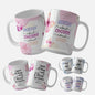 Inspirational Mug Wrap Design collection with: 'I Can Do All Things Through Christ' Quote and Pink Butterflies. 'Trust in the Lord with All Your Heart' Quote and Blue Butterflies. Inspirational Mug Wrap Design with 'Worthy, Chosen, Loved' Quote and Pink Butterflies.