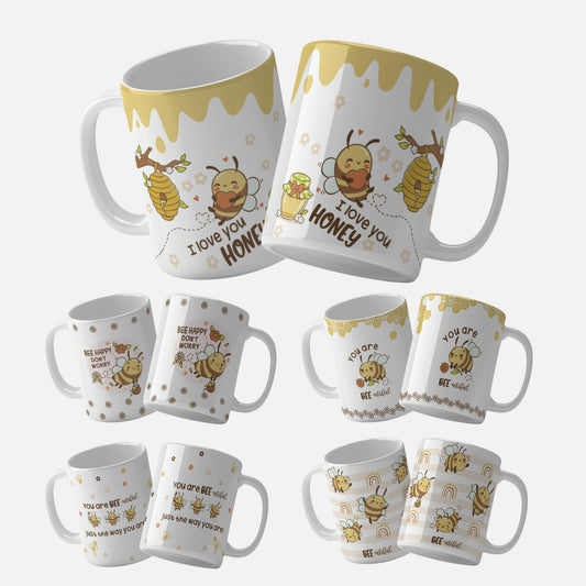 Bee Mug Wrap Templates | Cute Bee Mug Designs