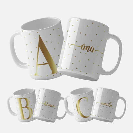 Golden Minimalist Monogram Mug Wrap Designs - 26 Alphabet Designs