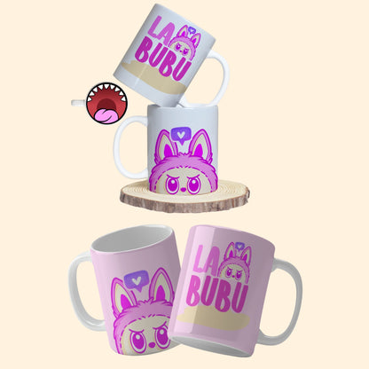 A collection of Labubu-themed mouth-bottom mug wrap templates in PNG format, perfect for sublimation. Features fun cartoon character designs with playful mouths placed at the base of the mug, ideal for adding humor and personality to drinkware.