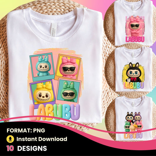 Labubu T-shirt design bundle in PNG format for sublimation. Includes digital prints of La Bubu monster characters, perfect for shirts and camisetas.
Labubu T Shirt Designs Prints Labubu Png Bundle La Bubu Sublimation Designs Diseño Camisa Camisetas La Bubu Monster Png Cute Labubu Digital.