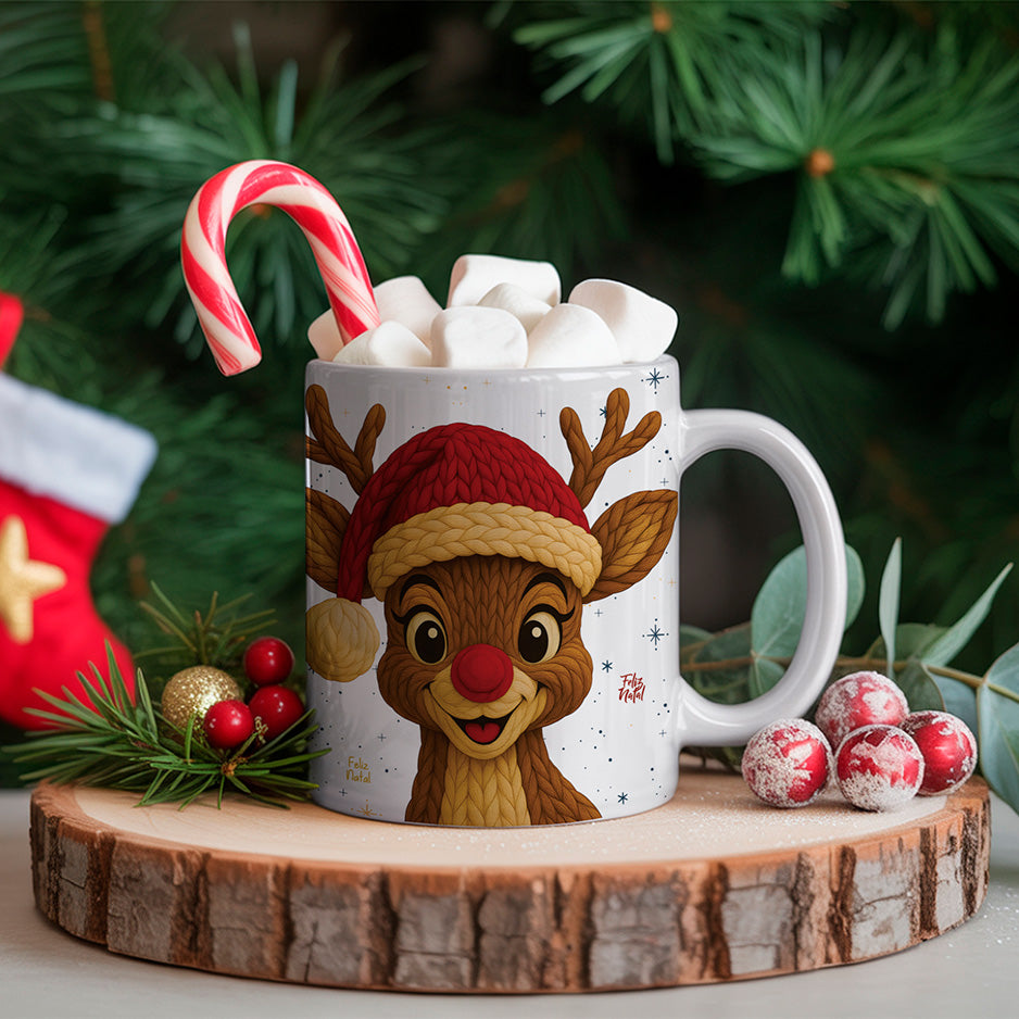 Knitted Christmas Mug Sublimation PNG Bundle | Cozy Holiday Mug Wrap Designs
