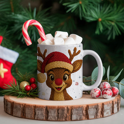 Knitted Christmas Mug Sublimation PNG Bundle | Cozy Holiday Mug Wrap Designs