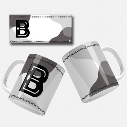 Male Monogram Mug Wrap Designs - 26 Alphabet Set