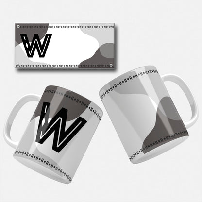 Male Monogram Mug Wrap Designs - 26 Alphabet Set