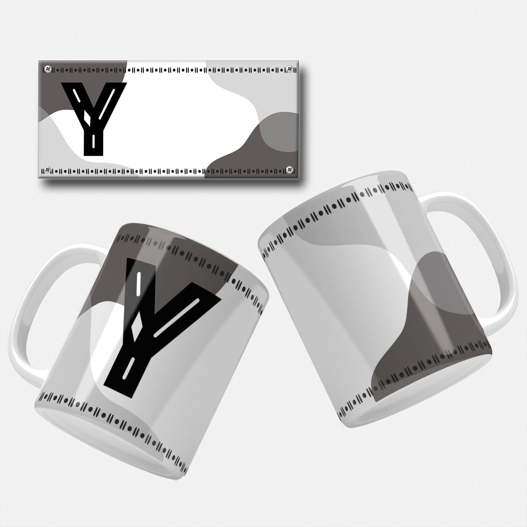 Male Monogram Mug Wrap Designs - 26 Alphabet Set