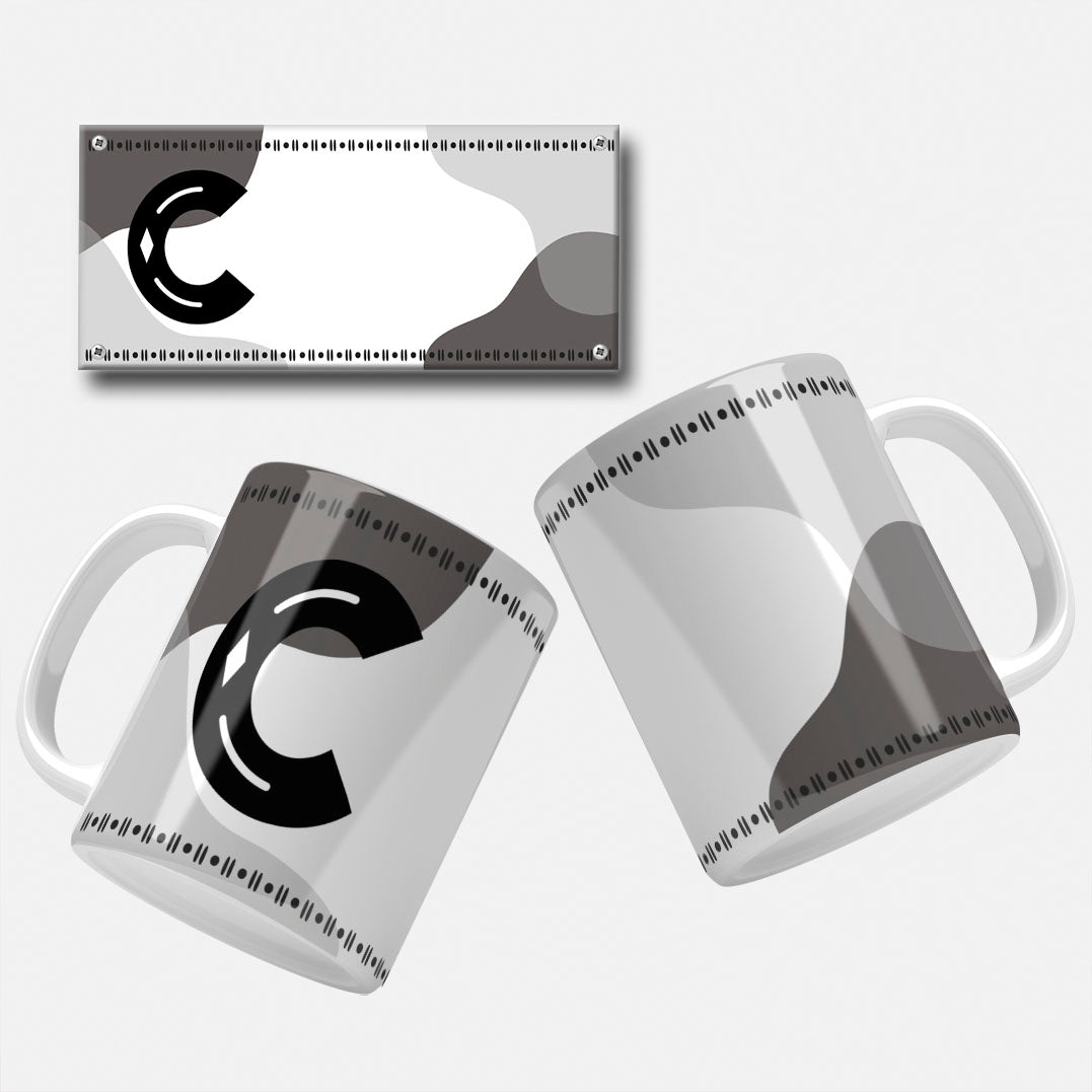 Male Monogram Mug Wrap Designs - 26 Alphabet Set