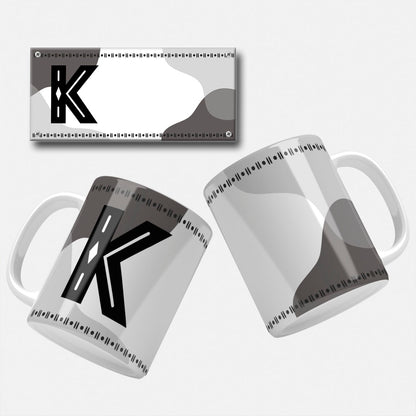 Male Monogram Mug Wrap Designs - 26 Alphabet Set
