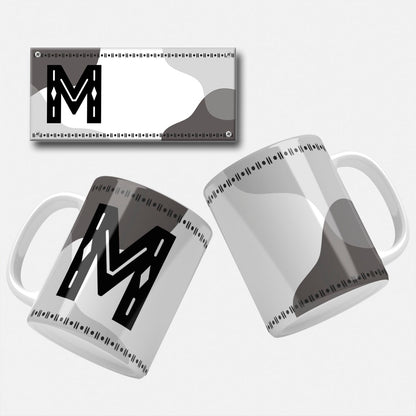 Male Monogram Mug Wrap Designs - 26 Alphabet Set