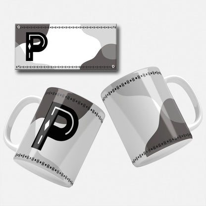 Male Monogram Mug Wrap Designs - 26 Alphabet Set