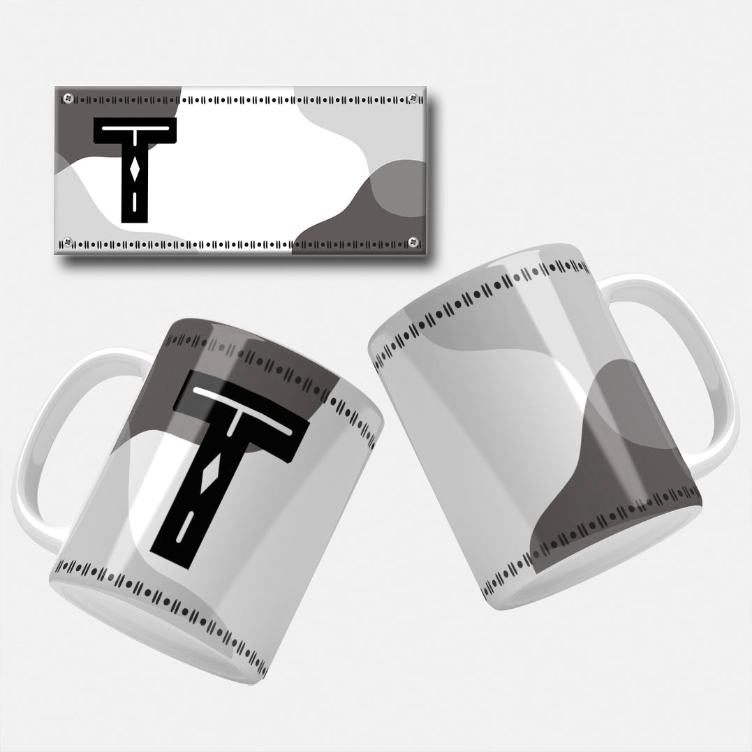 Male Monogram Mug Wrap Designs - 26 Alphabet Set