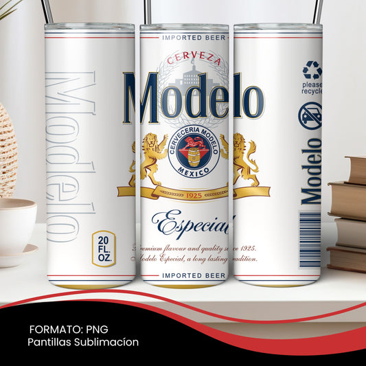 Modelo Beer 20oz Tumbler Wrap PNG – Cerveza Modelo Sublimation Design | Mexican Beer Can Wrap