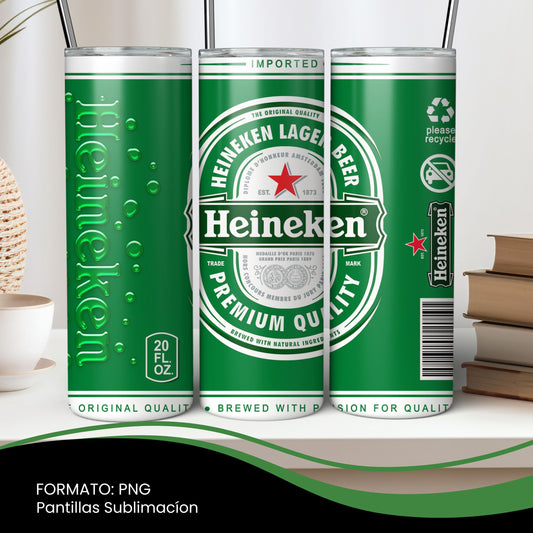 Heineken 20oz Tumbler Wrap PNG | Beer Can Sublimation Design | Green Beer Wrap
