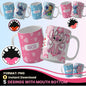 Collection of png mug designs with cartoon characters and personalized names on a light blue background.