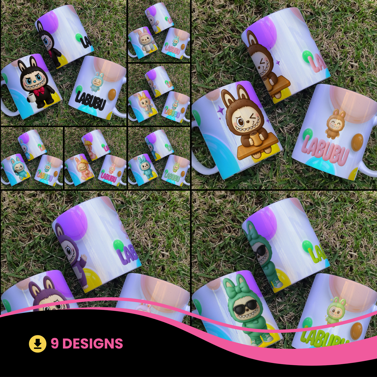 Labubu Mug Sublimation Design | Cute & Quirky Art Toy Coffee Cup