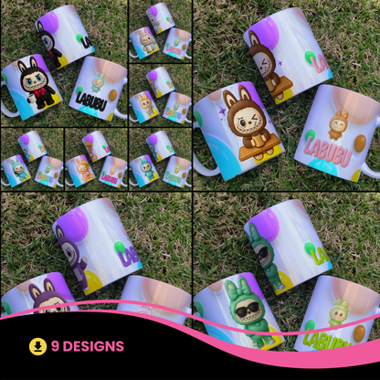 Labubu Mug Sublimation Design | Cute & Quirky Art Toy Coffee Cup