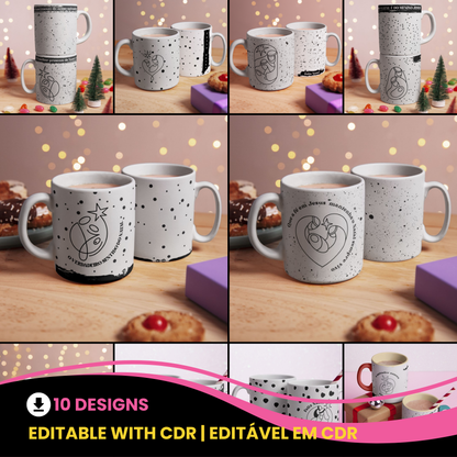 Minimalist Christmas Mug Wrap PNG | Feliz Natal Coffee Mug Sublimation Design | Modern Nativity Mug Design | Christmas Mug Wrap for Sublimation