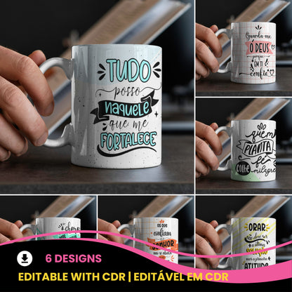 Christian Mug Sublimation PNG Bundle | Faith Lettering Mug Wrap